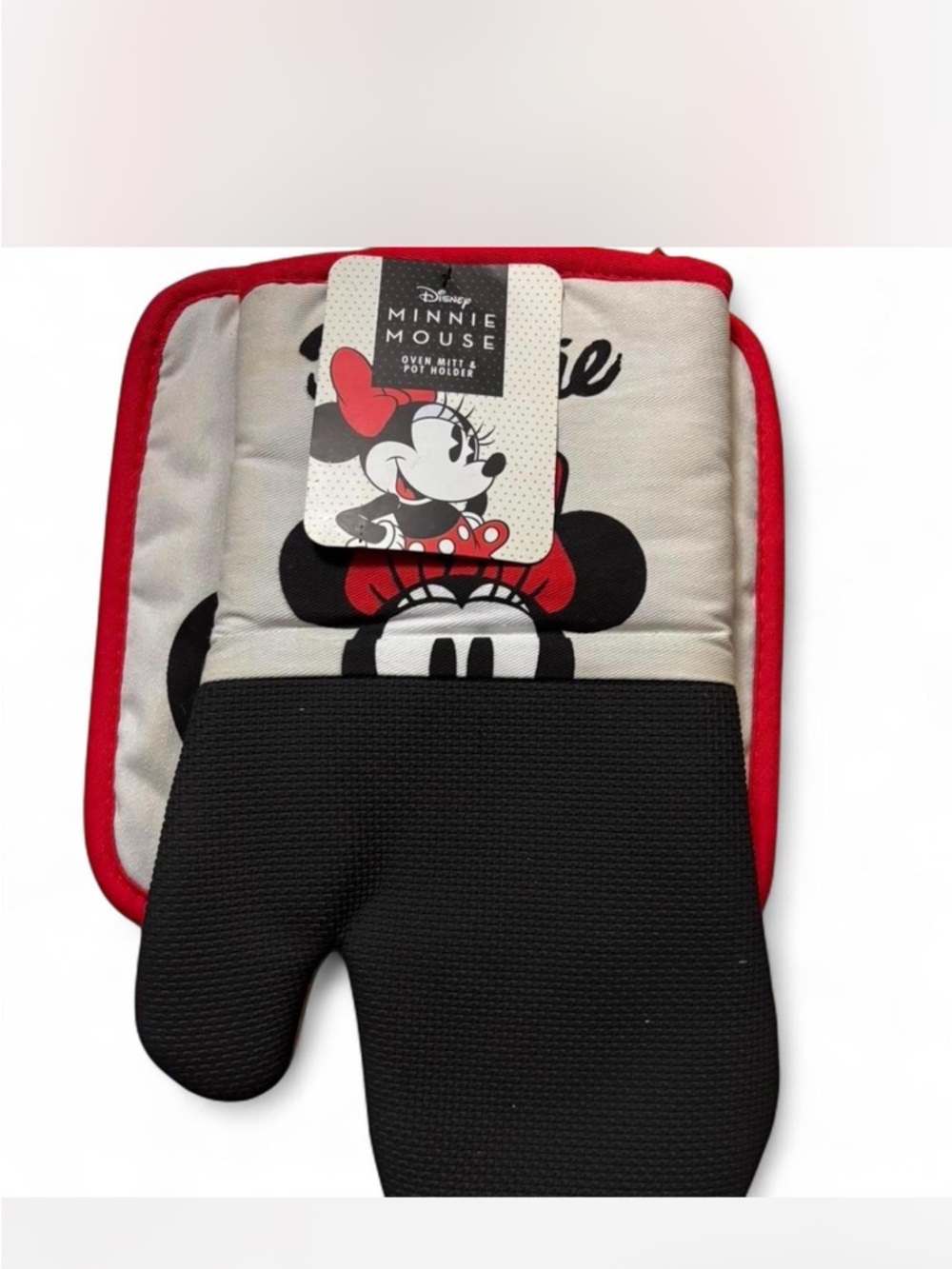 Disney Minnie Mouse Oven Mitt & Pot Holder Set - Black, Red, Cream